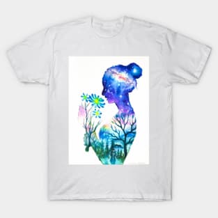 Girl with blue flower T-Shirt